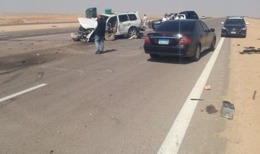 إصابة  شخصين إثر انقلاب سيارة بالكيلو 195 بطريق محور الضبعة  (صور)