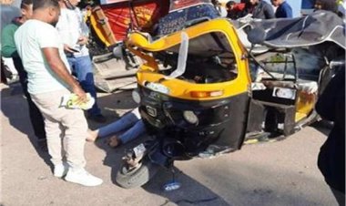 إصابة 4 أشخاص في حادث إنقلاب «توك توك» بالعياط 