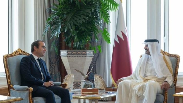 أمير دولة قطر يستقبل وزير الدفاع الفرنسي