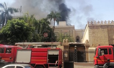 السيطرة على حريق مبنى وزارة الأوقاف والحماية المدنية تجرى أعمال التبريد 