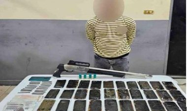  القبض على مسجل خطر بحوزته 6 كيلو حشيش وبندقية بمنطقة السادات