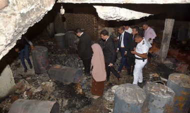 النيابة الإدارية تعاين حريق عقار الحوامدية