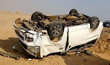 5 مصابين في حادث انقلاب سيارة أعلى طريق الكريمات بأطفيح