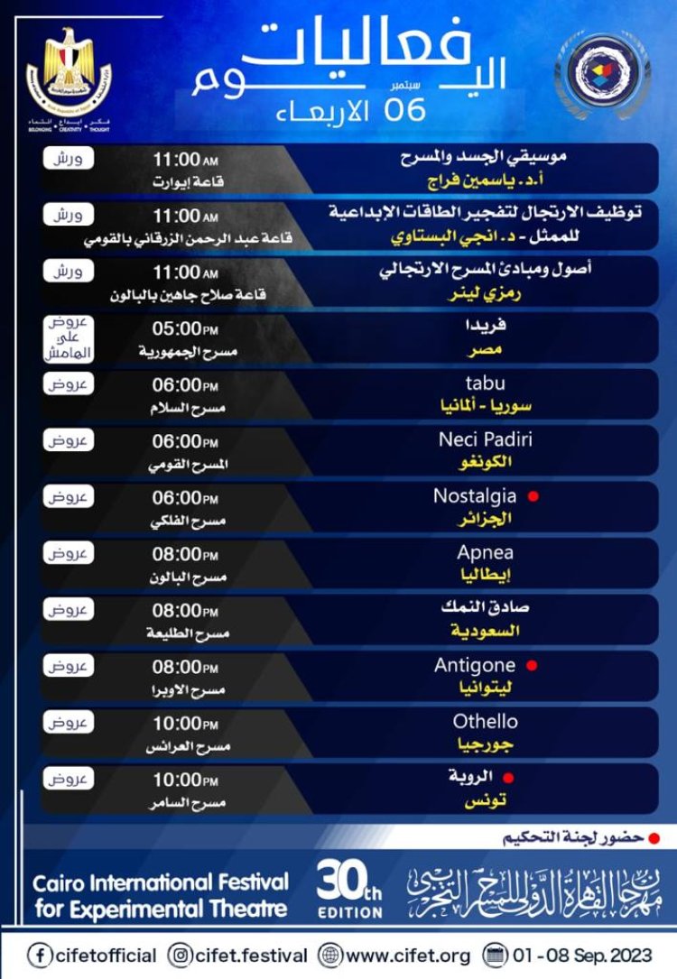 9 عروض مسرحية في اليوم الخامس من فعاليات مهرجان القاهرة الدولي للمسرح التجريبي