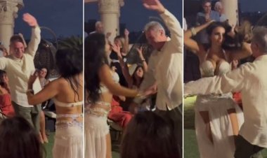 محمود حميدة وأميرة حداد يقدمان وصلة رقص بحفل خاص.. فيديو