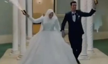 على أنغام «أنا دمي فلسطيني».. عروسان يحتفلان بزفافهما في قنا