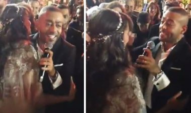 تامر عاشور يغني لعروسه نانسي نور أغنية «اصحى للكلام»