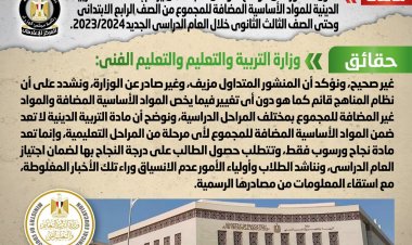 ننشر حقيقة إضافة مادة التربية الدينية للمواد الأساسية من الصف الرابع الإبتدائي وحتى الثالث الثانوي