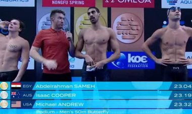 وزير الرياضة يُهنئ  عبد الرحمن سامح لتأهله رسميًا لبطولة العالم للسباحة