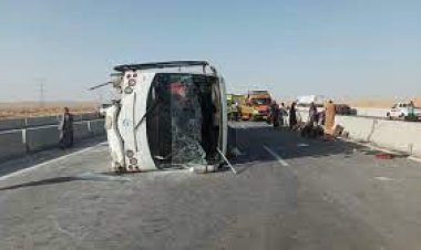 6 مصابين فى حادث انقلاب أتوبيس بمحور حسب الله الكفرواي