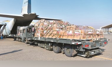 إقلاع الطائرة الإغاثية الثالثة من الجسر الجوي الكويتي متوجهة لمطار العريش