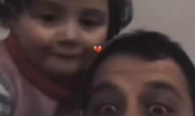 أب يحاول تدريب ابنته على الضحك عند سماع صوت القصف في غزة