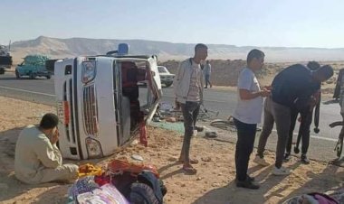 حادث مروع على طريق قنا الصحراوى إثر تصادم سيارتين