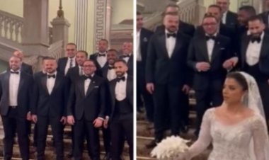 الصور الأولى من عقد قران أحمد ثروت ولمى الشواربي