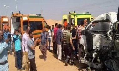الشبورة السبب .. إصابة 15 عاملاً في انقلاب سيارة على الطريق الصحراوى الغربى 