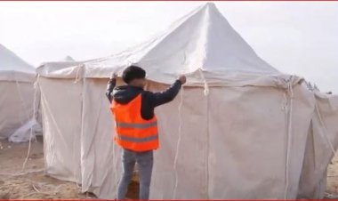 الهلال الأحمر المصري ينشئ مخيما إغاثيا بخان يونس جنوب قطاع غزة