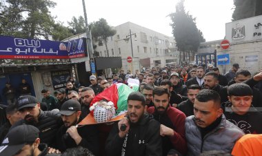 تشييع جثمان الشهيد حازم قطاوي في بيتونيا غرب رام الله