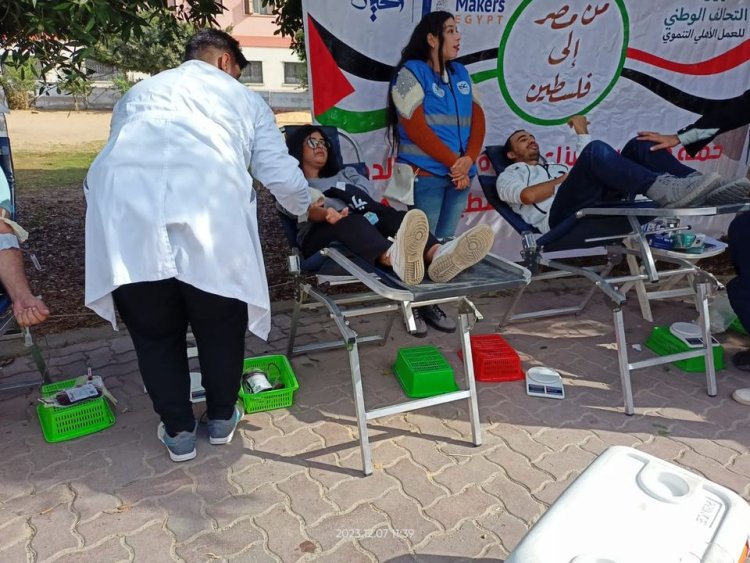 التحالف الوطني بالإسماعيلية ينظم حملة للتبرع بالدم لصالح فلسطين