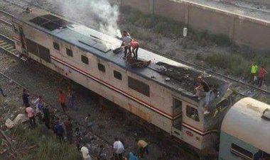 النيابة تباشر التحقيقات  في حريق جرار قطار منوف - بنها