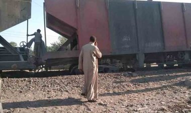 خروج قطار بضائع عن القضبان في بنى سويف