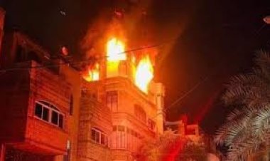 إصابة مسن فى حريق عقار بروض الفرج