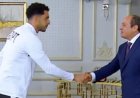 أحمد شوبير ينشر صورة نجله مصطفى خلال تكريم الرئيس السيسي للمنتخب