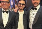 حمادة هلال يمازح أحمد عز وعمرو دياب بصورة من العرض الخاص لفيلم 7Dogs