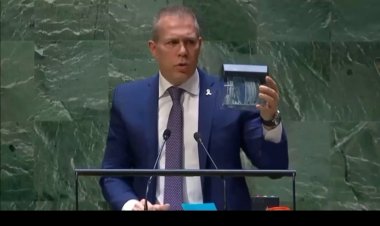سفير إسرائيل فى الأمم المتحدة يمزق ميثاق المنظمة بعد التصويت على عضوية فلسطين