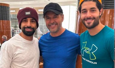 راغب علامة ونجله يلتقيان محمد صلاح في دبي