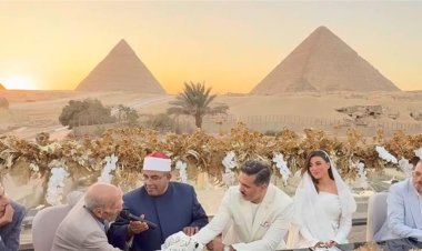 هايدي موسى تحتفل بعقد قرانها على الإعلامي محمد غانم أمام الأهرامات