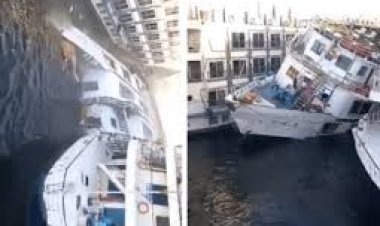 أثناء رحلة نيلية.. جنوح مركب سياحي عائم في الأقصر