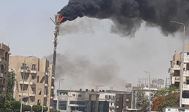 السيطرة على حريق هائل في برج لشبكة اتصالات شهيرة بجوار معهد أورام التجمع الأول