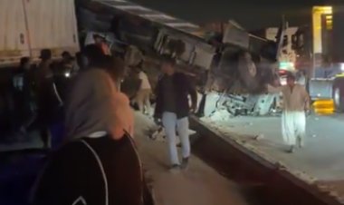 حادث تصادم مروع بين عدد من السيارات بطريق السويس بمدينة بدر