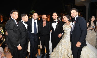 الفنان عماد زيادة وزوجته وأحمد سعد بحفل زفاف نجل النائب أشرف رشاد