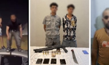 ضبط متهمين ظهروا بمقطع فيديو متداول يتلفون سيارة ويشهرون أسلحة بالقليوبية