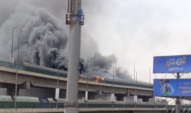 إخماد حريق شب فى سيارة أعلى كوبرى أكتوبر بمنطقة غمرة