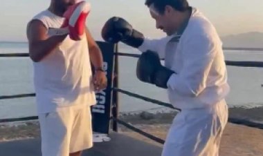 أحمد داود يتدرب على الملاكمة في كواليس فيلم الكراش