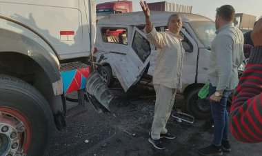 إصابة 7 أشخاص في حادث تصادم 4 سيارات أعلى الطريق الإقليمي