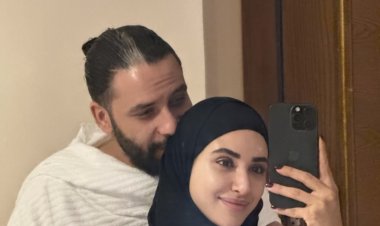 آية سماحة بالحجاب برفقة زوجها أثناء أداء العمرة: «أول عمرة مع بعض»