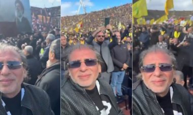 خالد يوسف يشارك في مراسم تشييع حسن نصر الله في لبنان