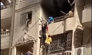 إنقاذ 3 أطفال من حريق شقة داخل برج سكنى فى فيصل