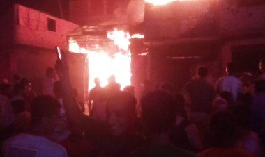 حريق هائل في مخزن بمنطقة المرج.. صور