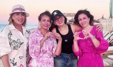 بالشورت والكاب.. أول ظهور لـ أنغام بعد تعافيها مع إلهام شاهين وليلى علوي