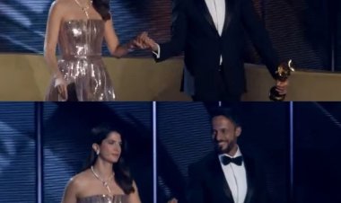 يوسف الشريف يظهر ممسكًا بيد كارمن بصيبص على مسرح Joy Awards