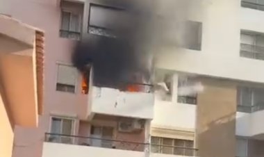 أحتراق شقة بعد انفجار تكييف  فى التجمع الأول 