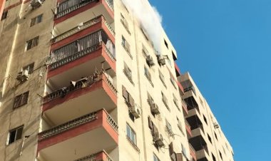 إخماد حريق شب في شقة بعقار مكون من 13 طابق  بعرب المعادي 