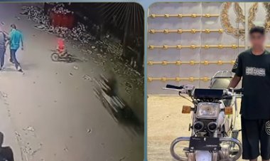 قائد دراجة يدهس صغير  في بني سويف ..والامن يكشف تفاصيل فيديو القيادة المتهورة 