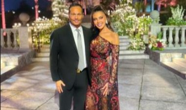 ريهام حجاج وزوجها محمد حلاوة يحضران حفل زفاف ابنة زوجة هشام طلعت مصطفى (صور)