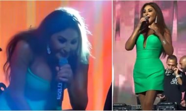 إليسا تتألق في حفل بالقاهرة بفستان أخضر وتقدم رسالة رومانسية لأحد الحضور: "Bonsoir يا قمر.. بحبك"