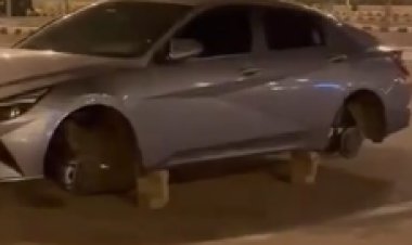 حل لغز فيديو سرقة إطارات سيارة التجمع الأول